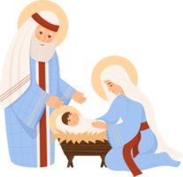 kerstmis. Maria, heilige Joseph en baby Jezus in kribbe png