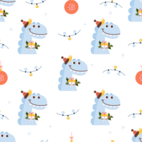 Xmas Seamless pattern dragon with holly gift png