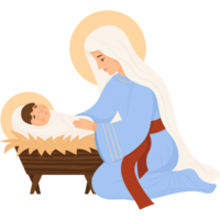 Virgin Mary and Jesus Christ in manger png