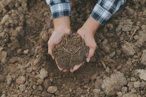 Symbol heart earth day. Handful of dirt hands heart shape. Farm organic earth. Farmer hands soil ground earth dirt garden soil farm ground. Male hands full of fertile land field agriculture concept photo