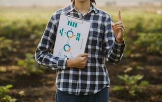 Agriculturist utilize the core data network in the Internet from the mobile to validate, test, and select the new crop method. Young farmers and tobacco farming photo