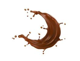 Realistic chocolate milk splash, drink swirl wave vector