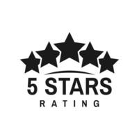 Five star rating icon, best award symbol vector