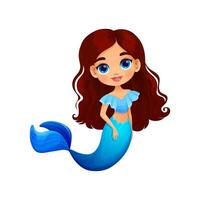 Mermaid girl fish cartoon character, sea princess vector