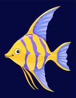 Cartoon angelfish aquarium fish funny character vector