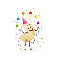 Cartoon cashew juggling colorful balls on party vector