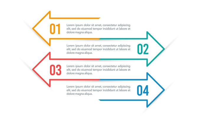 Arrow lines infographic 4 steps to success. Business presentation. Vector illustration.