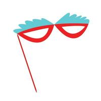 Vector red theatrical mask icon in cartoon style on a white background