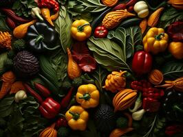 Ai Generated Vegetables pattern background photo