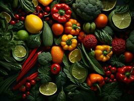 Ai Generated Vegetables pattern background photo