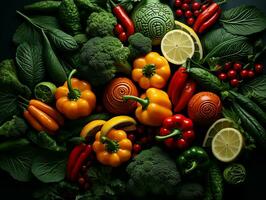 Ai Generated Vegetables pattern background photo