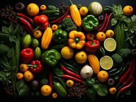 Ai Generated Vegetables pattern background photo