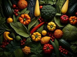 Ai Generated Vegetables pattern background photo