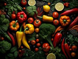 Ai Generated Vegetables pattern background photo