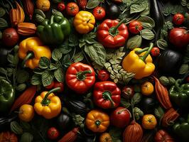 Ai Generated Vegetables pattern background photo