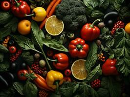 Ai Generated Vegetables pattern background photo