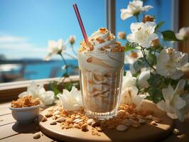 Ai Generated Summer drink cold milkshake photo