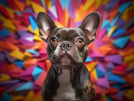 Ai Generated Cute dog with colorful background photo