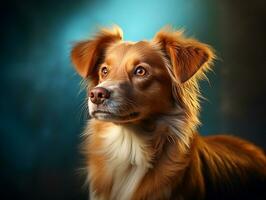 Ai Generated Cute dog with colorful background photo