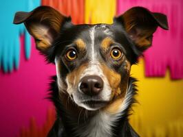 Ai Generated Cute dog with colorful background photo