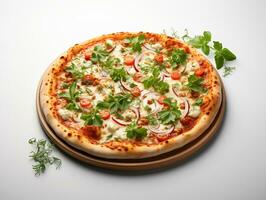 AI Generated decious Italian pizza fastfood photo white background