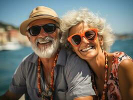 Ai Generated Happy retired couple summer photo