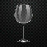 Realistic empty burgundy wine glass isolated on transparent background vector