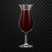 Realistic red cocktail glass isolated on transparent background vector