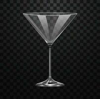 Realistic empty martini glass isolated on transparent background vector