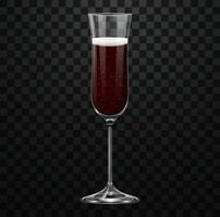 Realistic red champagne glass isolated on transparent background vector