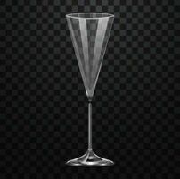 Realistic empty champagne glass isolated on transparent background vector