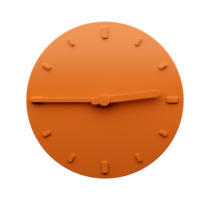 Minimal Orange clock quarter to Three o'clock abstract Minimalist wall clock Two forty five 3d Illustration png