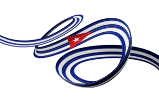 Cuba ou cubano bandeira ondulado abstrato fita. 3d ilustração. png