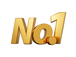 Golden No.1 text No 1 Champion or Winner 3D number one for 1st place 3d illustration png