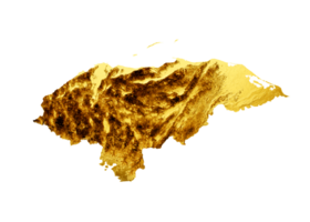 Honduras Map Golden metal Color Height map 3d illustration png