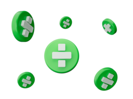 Green and white 3d math Divide symbols icon 3D illustration png