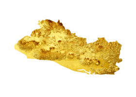 el Salvador kaart gouden metaal kleur hoogte kaart 3d illustratie png