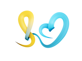Kazakhstan Flag colors making bow to heart with ribbon 3d Illustration png