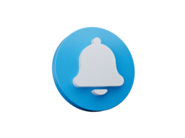 Blue bell icon or notification sign  3d illustration png