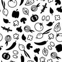 Food seamless pattern with doodle vegetables vector