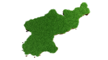 corea del norte mapa suelo geología sección transversal con hierba verde y textura de suelo de roca ilustración 3d png