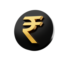 Símbolos de icono de moneda 3d signo rupia india inr ilustración 3d png