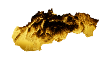 Slovakia Map Golden metal Color Height map 3d illustration png