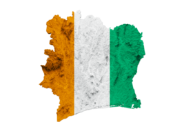 Ivory Coast Map Flag Shaded relief Color Height map 3d illustration png