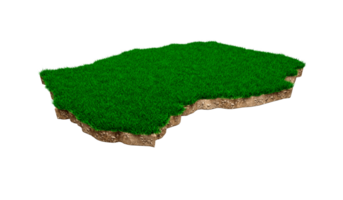 carte du lesotho coupe transversale de la géologie des sols avec de l'herbe verte illustration 3d png