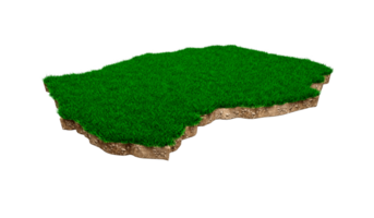 Lesotho kaart bodem land- geologie kruis sectie met groen gras 3d illustratie png