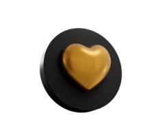 Gold heart icon . 3d illustration png