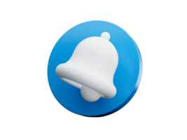 3D Bell notification with Blue bubble. Cartoon creative design icon. 3D illustration png