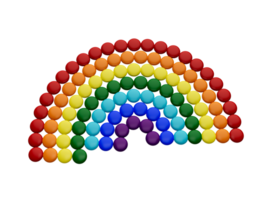 bunte Bonbons machen Regenbogen 3D-Illustration png