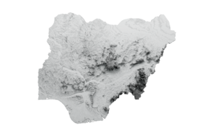 Nigeria Map Flag Shaded relief Color Height map  3d illustration png